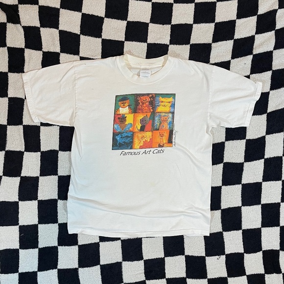 vintage famous art cats graphic shirt y2k size large - Picture 1 of 5